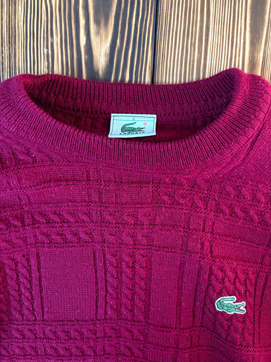 Lacoste Vintage Strickpullover – Bordeaux – Größe 6 (ca. L)