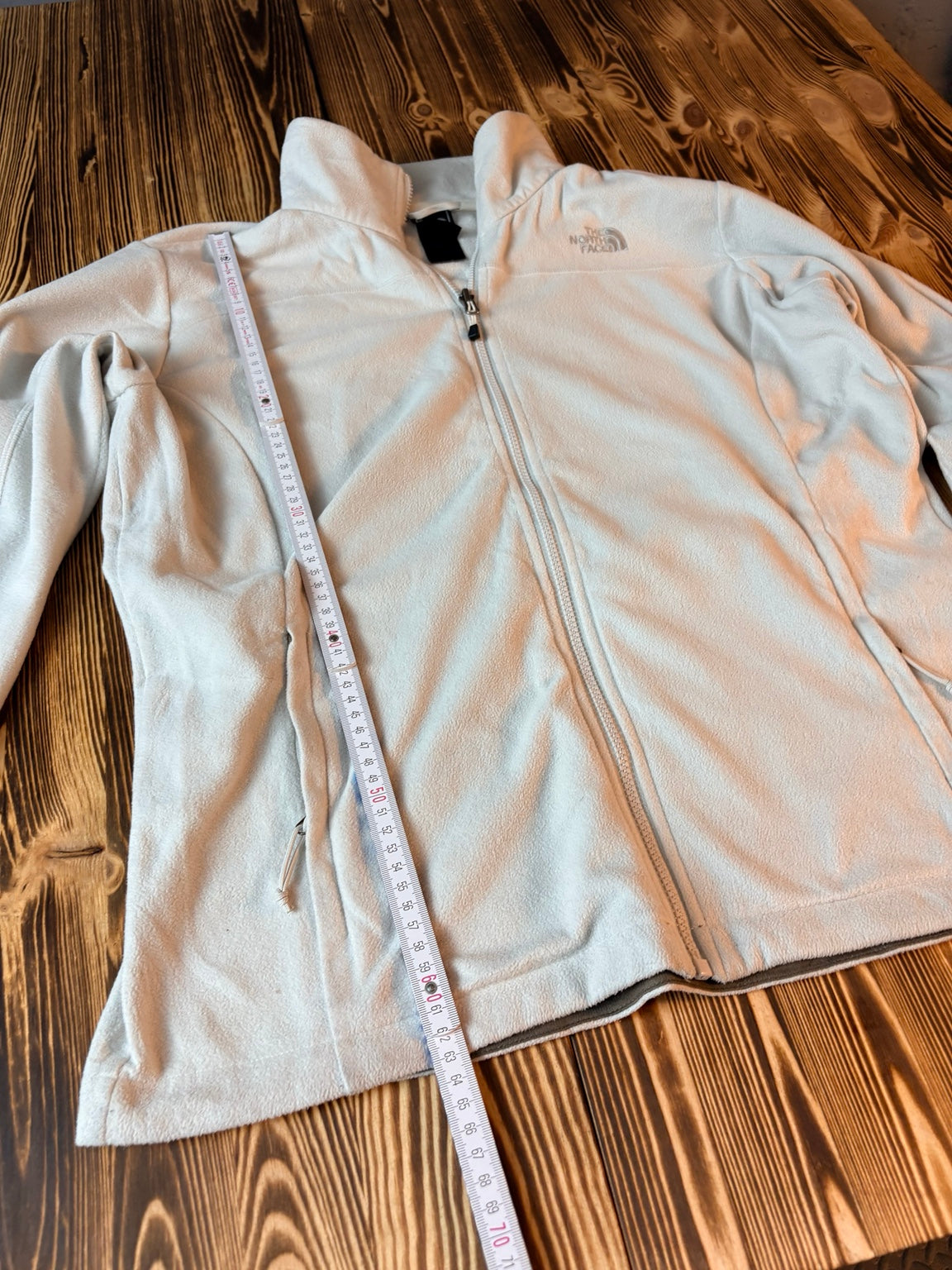 The North Face weiße Fleecejacke Gesamtlänge