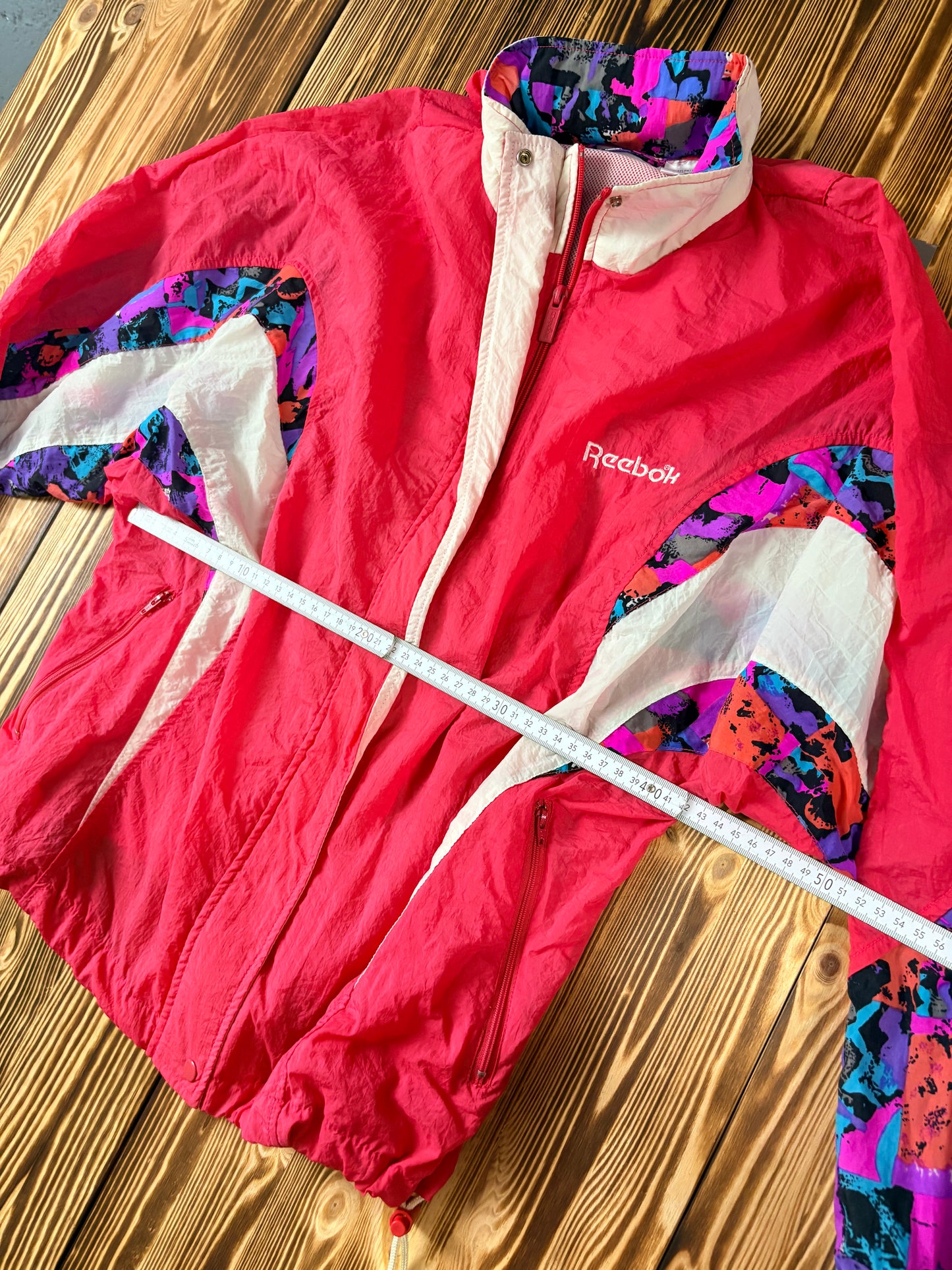 Reebok Vintage Windbreaker Jacke – 90s – Pink/Weiß – Größe M