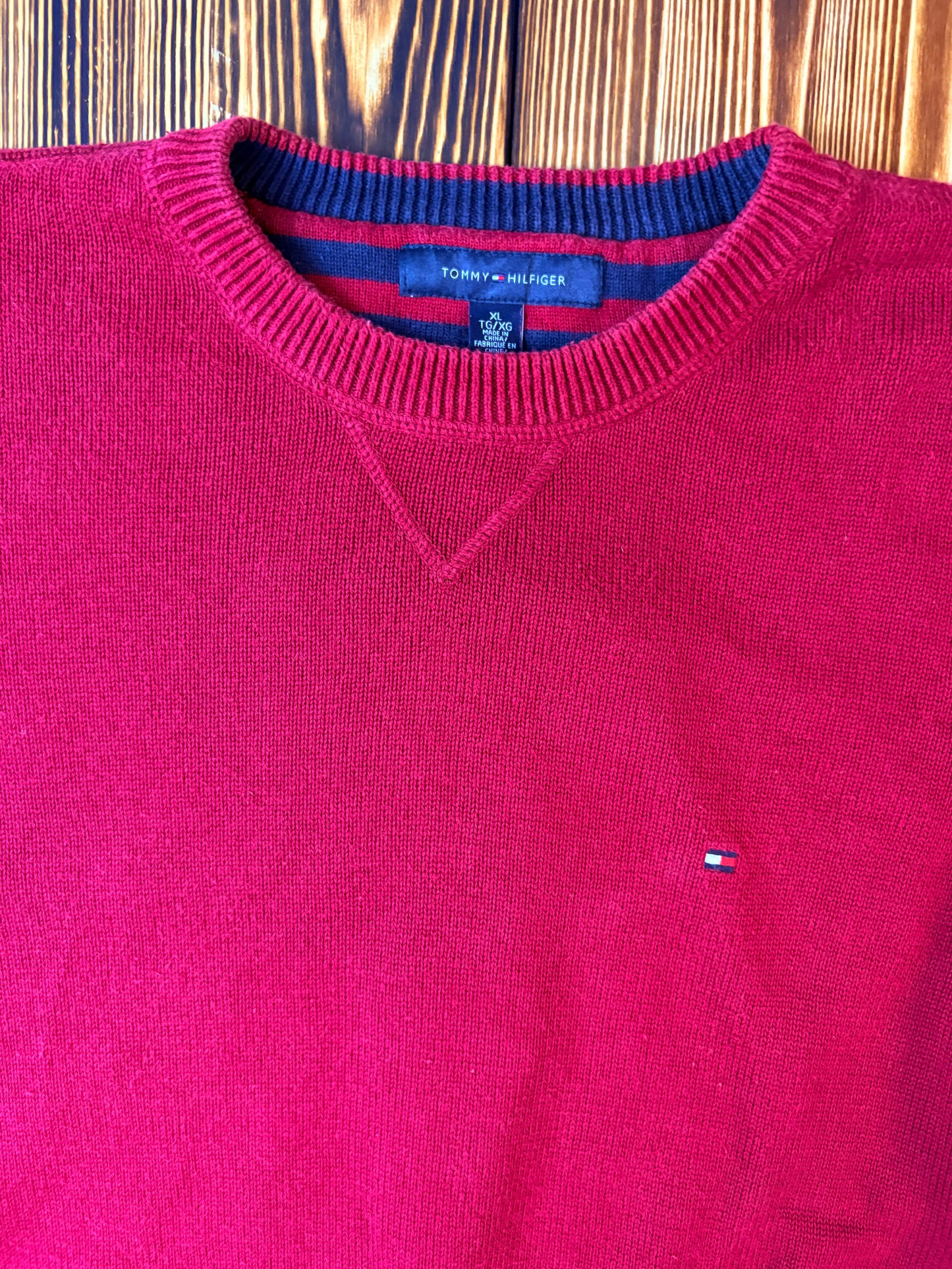 Original Tommy Hilfiger Strickpullover Bordeaux – XL – Classic Premium Knit