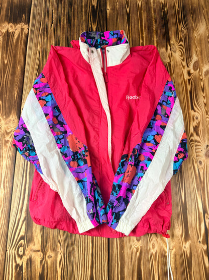 Reebok Vintage Windbreaker Jacke – 90s – Pink/Weiß – Größe M