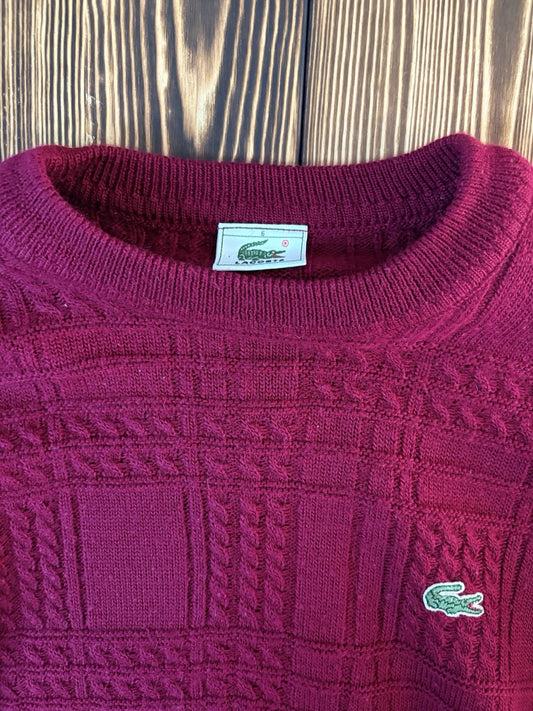 Lacoste Vintage Strickpullover – Bordeaux – Größe 6 (ca. L)