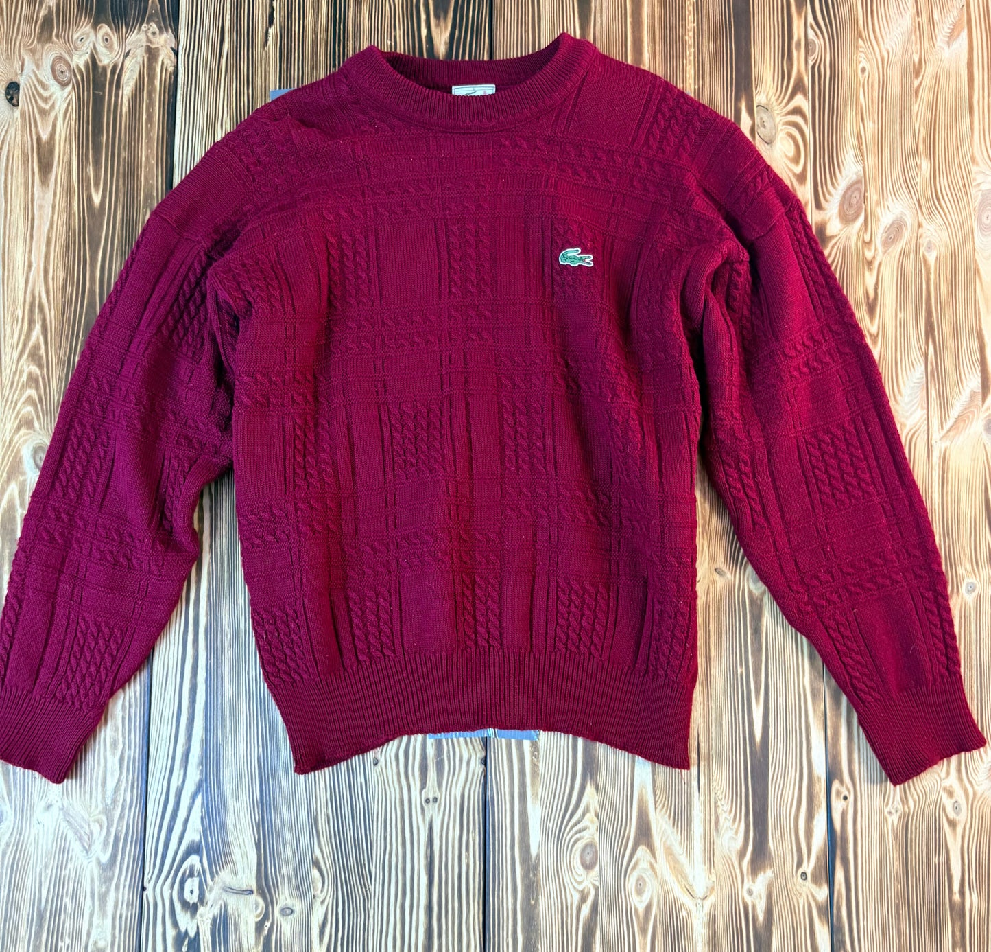 Lacoste Vintage Strickpullover – Bordeaux – Größe 6 (ca. L)