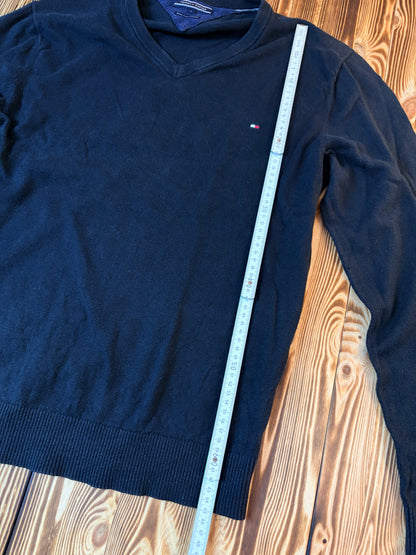 Original Tommy Hilfiger V-Neck Strickpullover Schwarz – Größe L – Classic Premium