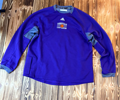 Original adidas Fleece Training Sweatshirt Lila/Grau – Größe L – Basketball
