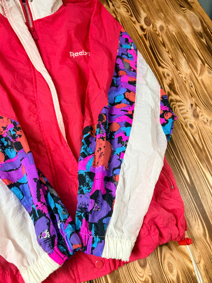 Reebok Vintage Windbreaker Jacke – 90s – Pink/Weiß – Größe M
