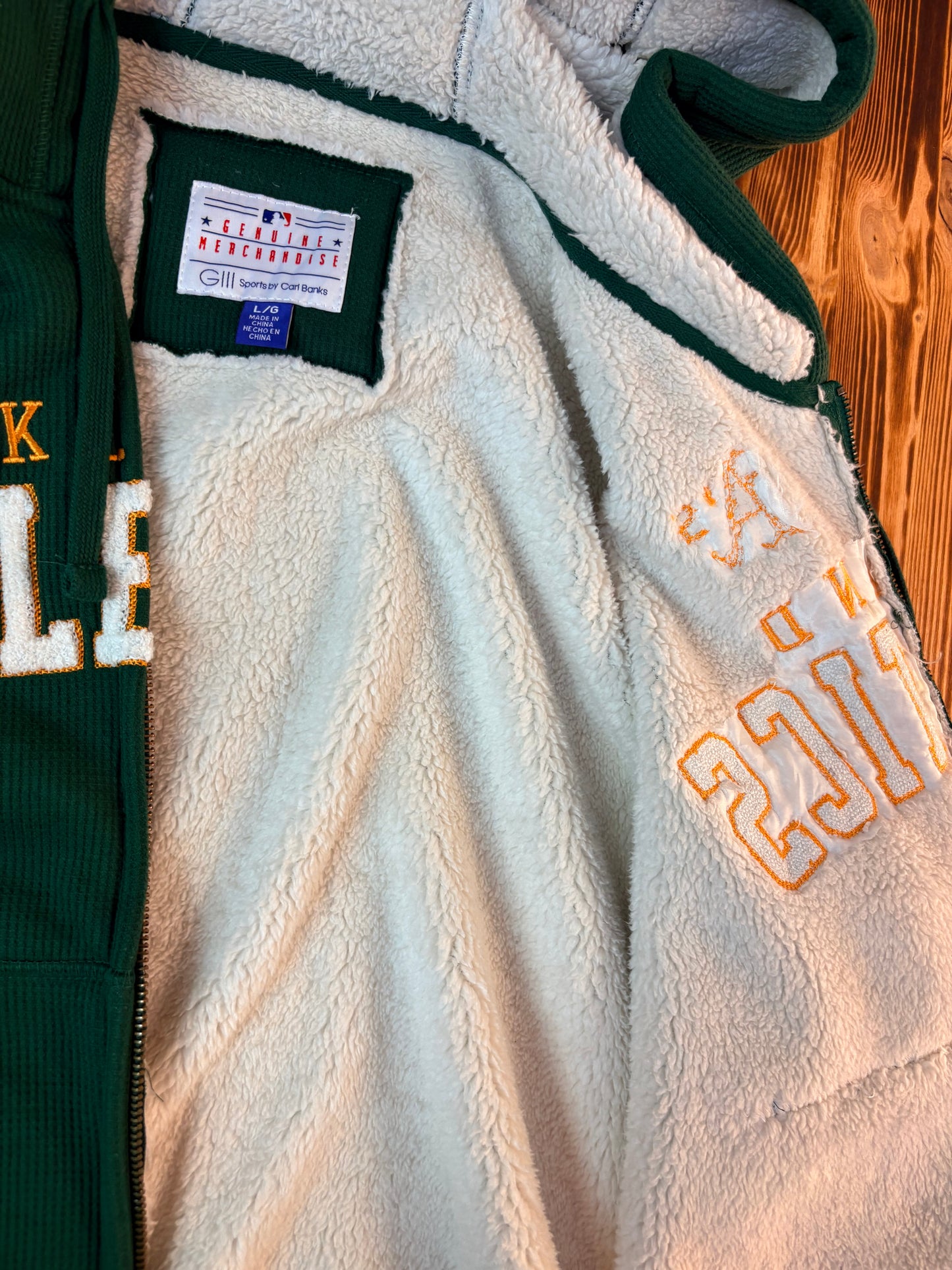 Oakland Athletics MLB Sherpa Hoodie – Gefüttert – Größe L