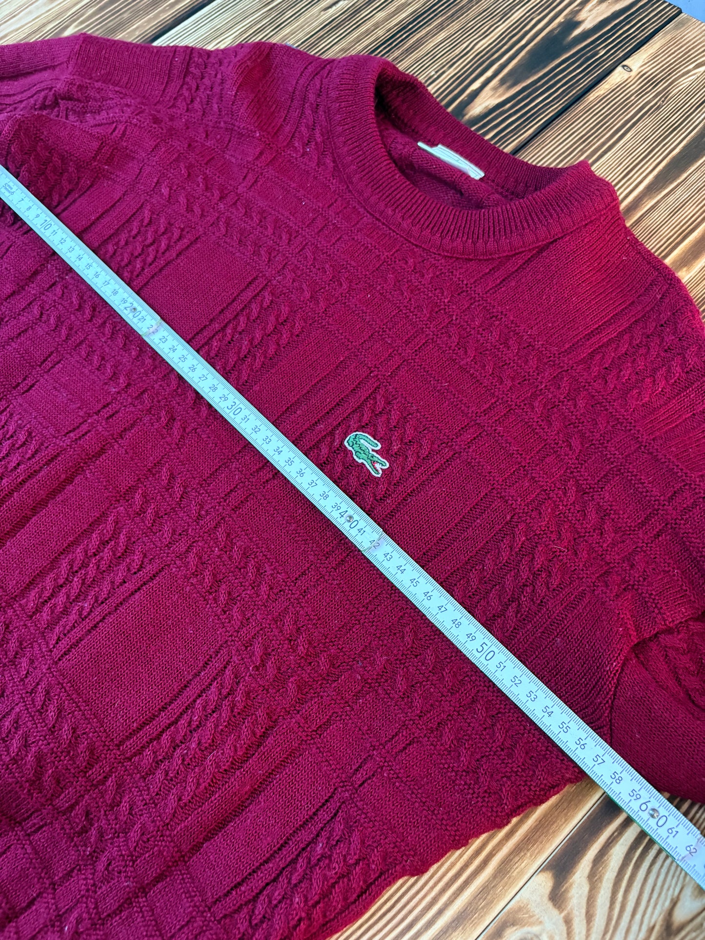 Lacoste Vintage Strickpullover – Bordeaux – Größe 6 (ca. L)