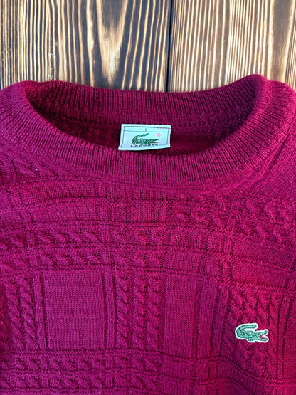Lacoste Vintage Strickpullover – Bordeaux – Größe 6 (ca. L)
