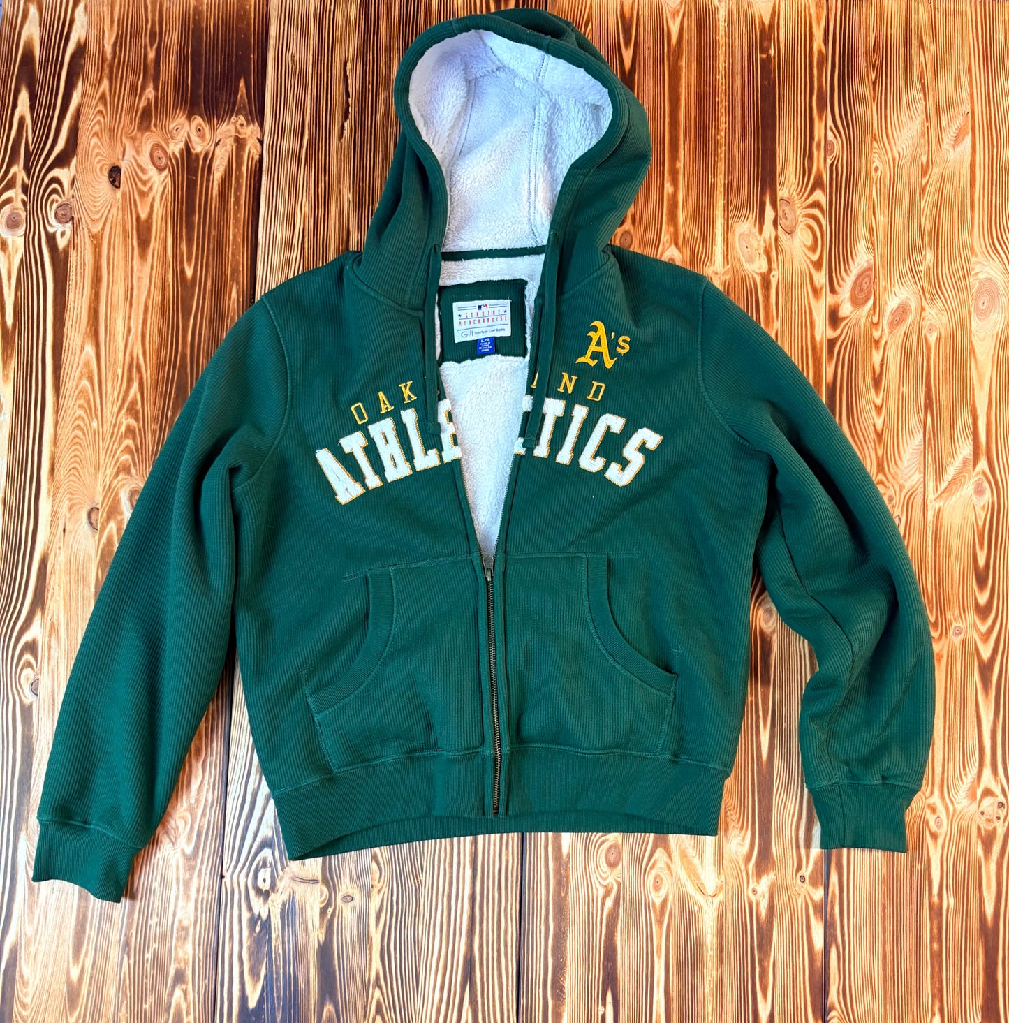 Oakland Athletics MLB Sherpa Hoodie – Gefüttert – Größe L