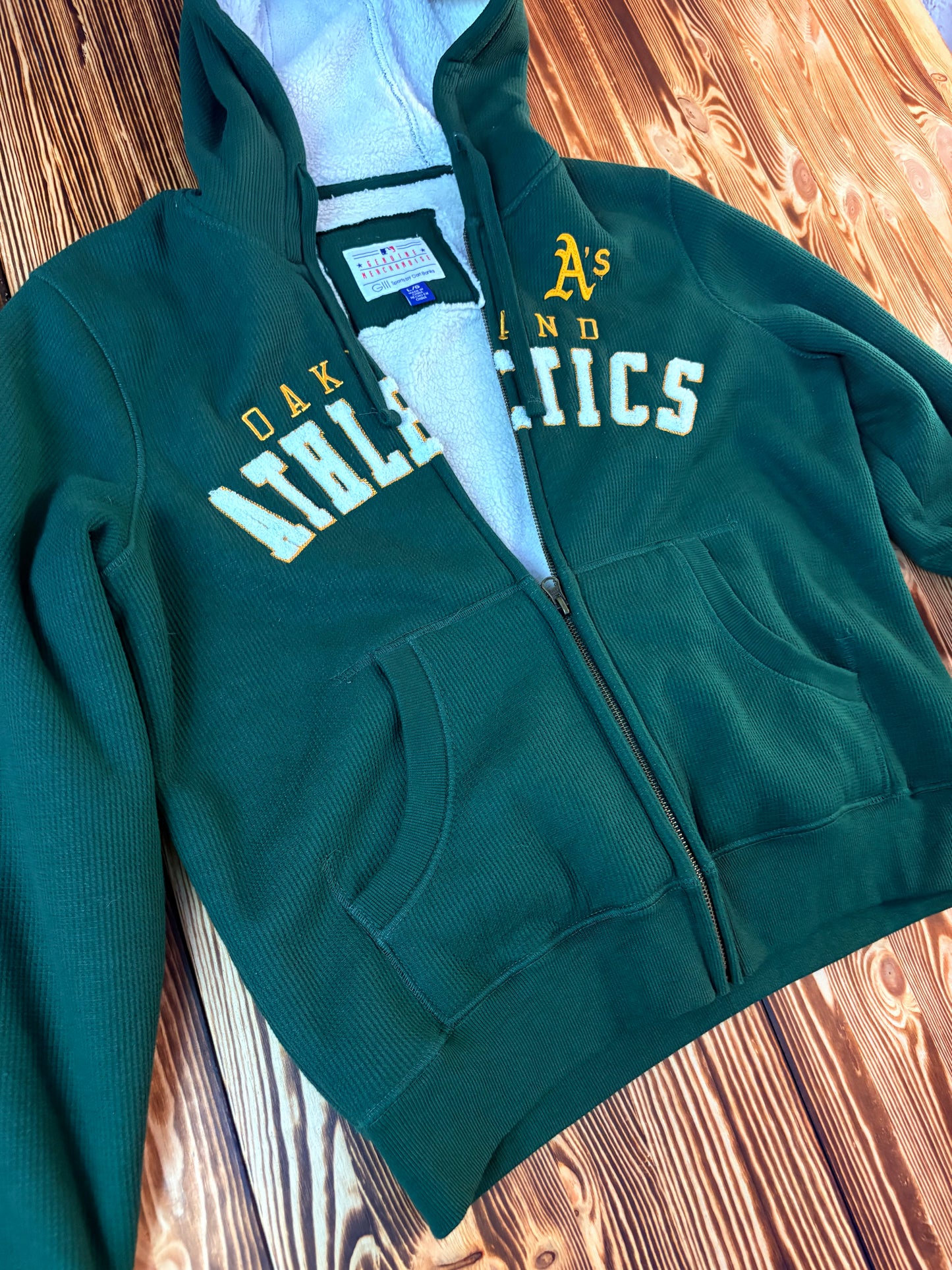 Oakland Athletics MLB Sherpa Hoodie – Gefüttert – Größe L