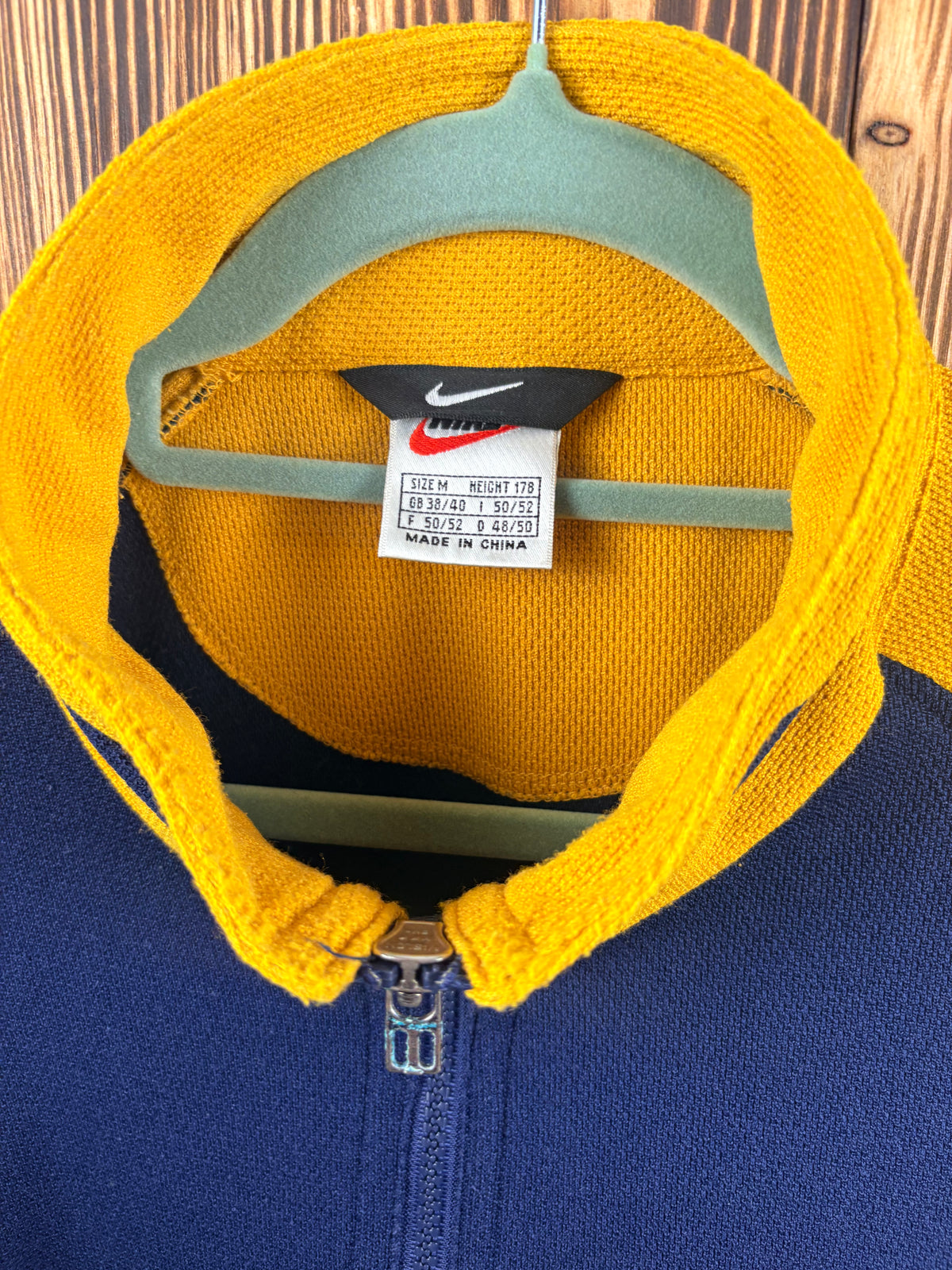 Nike Vintage Trainingsjacke 90s/Y2K – Blau/Gelb – Größe M