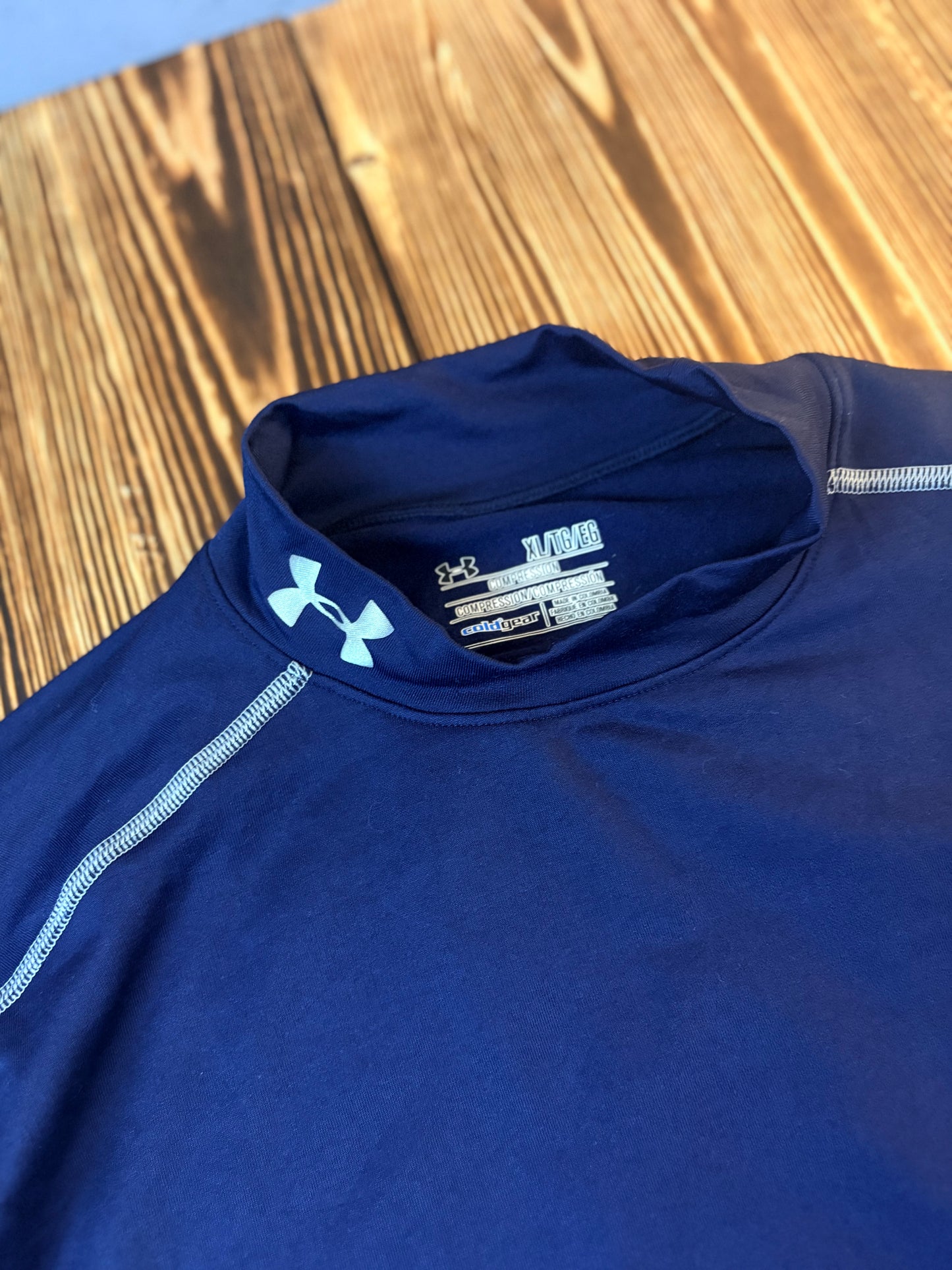 Original Under Armour ColdGear Compression Shirt Navy – XL – Langarm Sportshirt