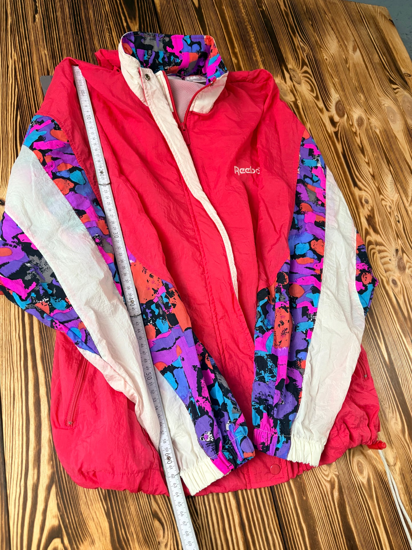 Reebok Vintage Windbreaker Jacke – 90s – Pink/Weiß – Größe M
