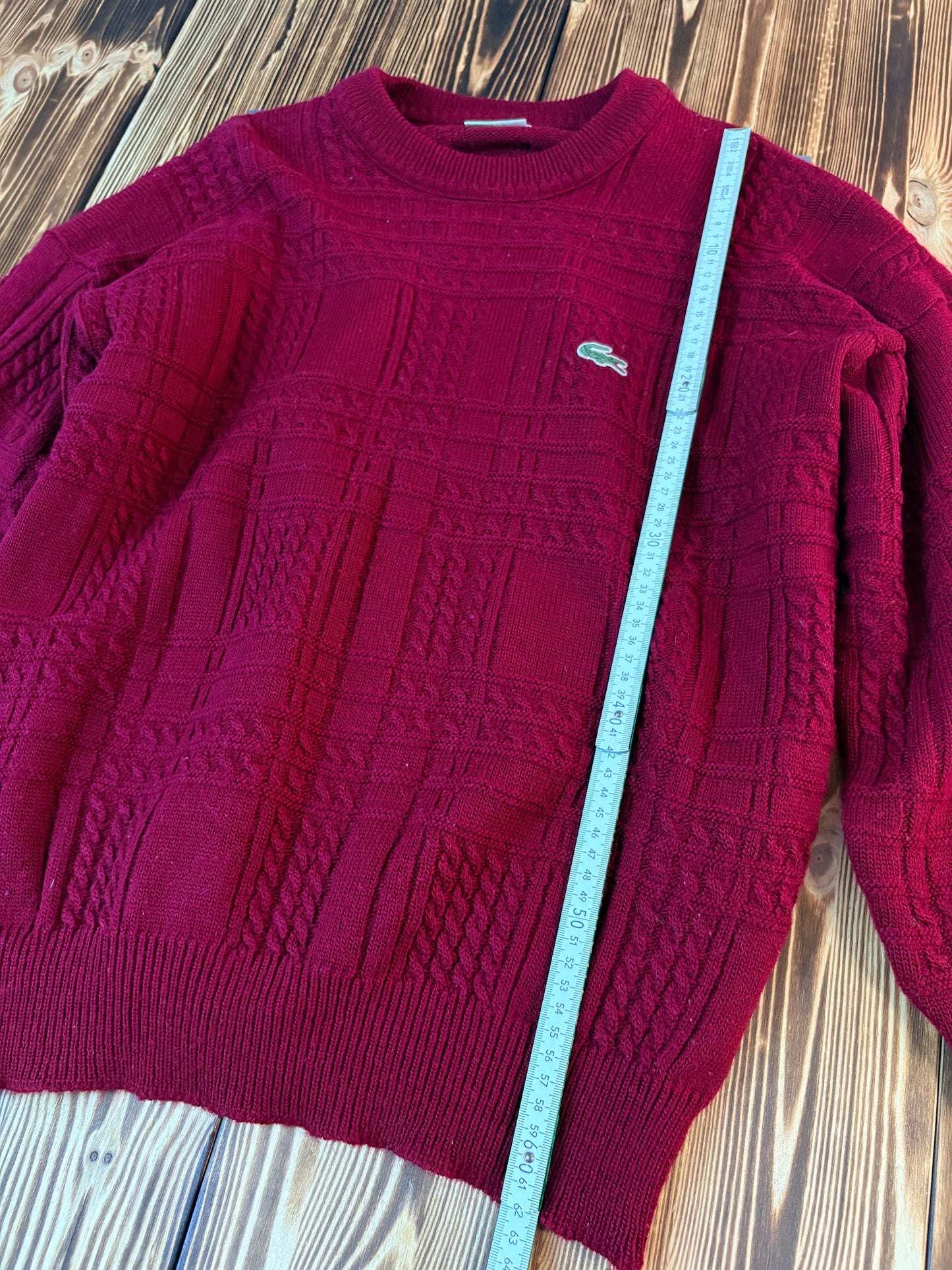 Lacoste Vintage Strickpullover – Bordeaux – Größe 6 (ca. L)