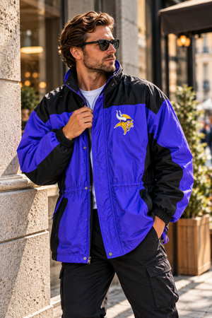 Vintage Minnesota Vikings NFL Winterjacke – Lila/Schwarz