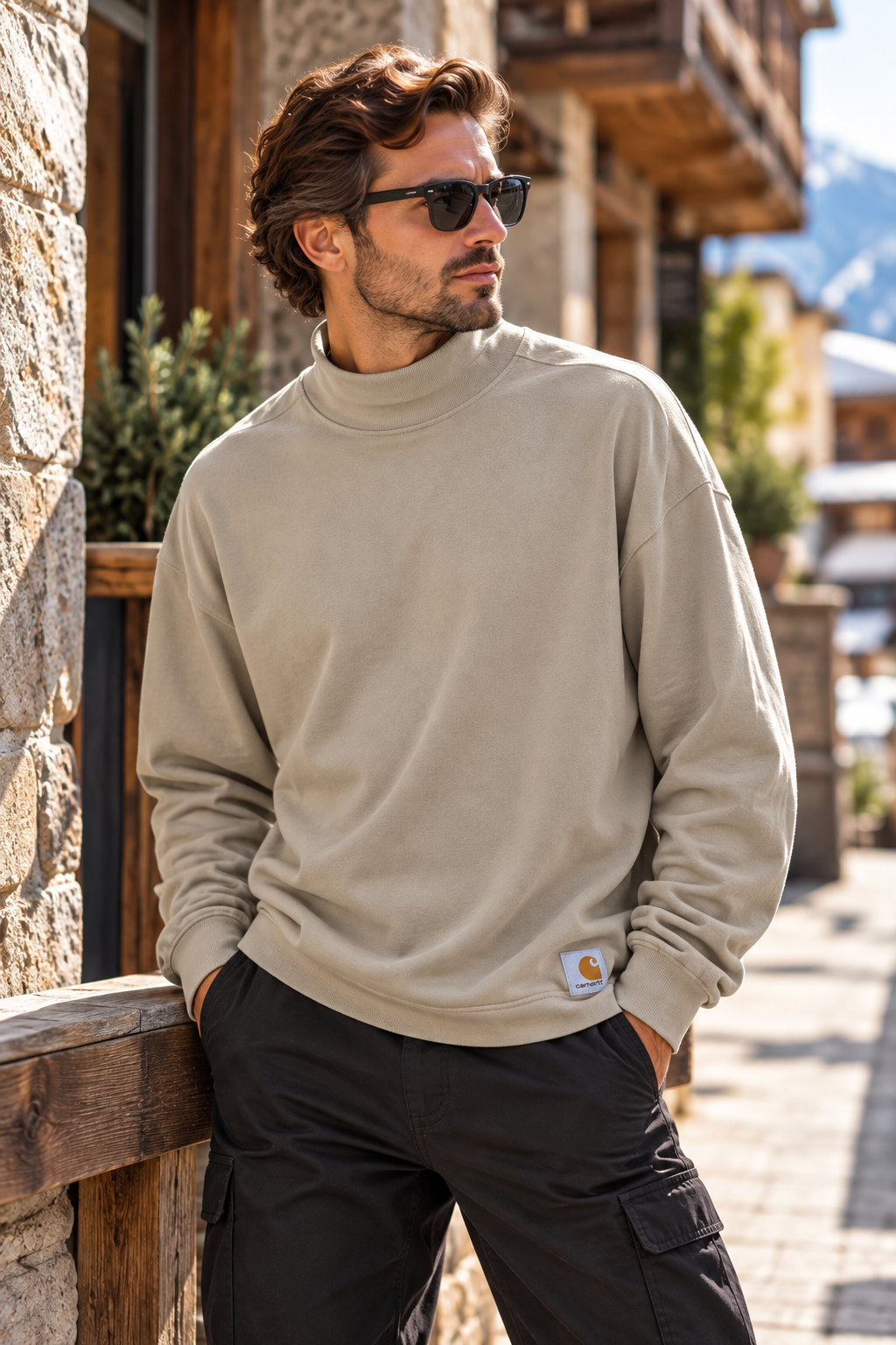Carhartt Mockneck Longsleeve – Beige