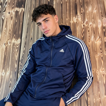 Adidas Trainingsjacke Gr.L mit Kapuze Klassischer 3-Streifen Look 🔥