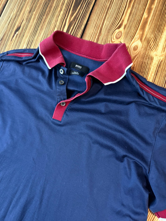Hugo Boss Regular Fit Polo Navy Rot Weiß