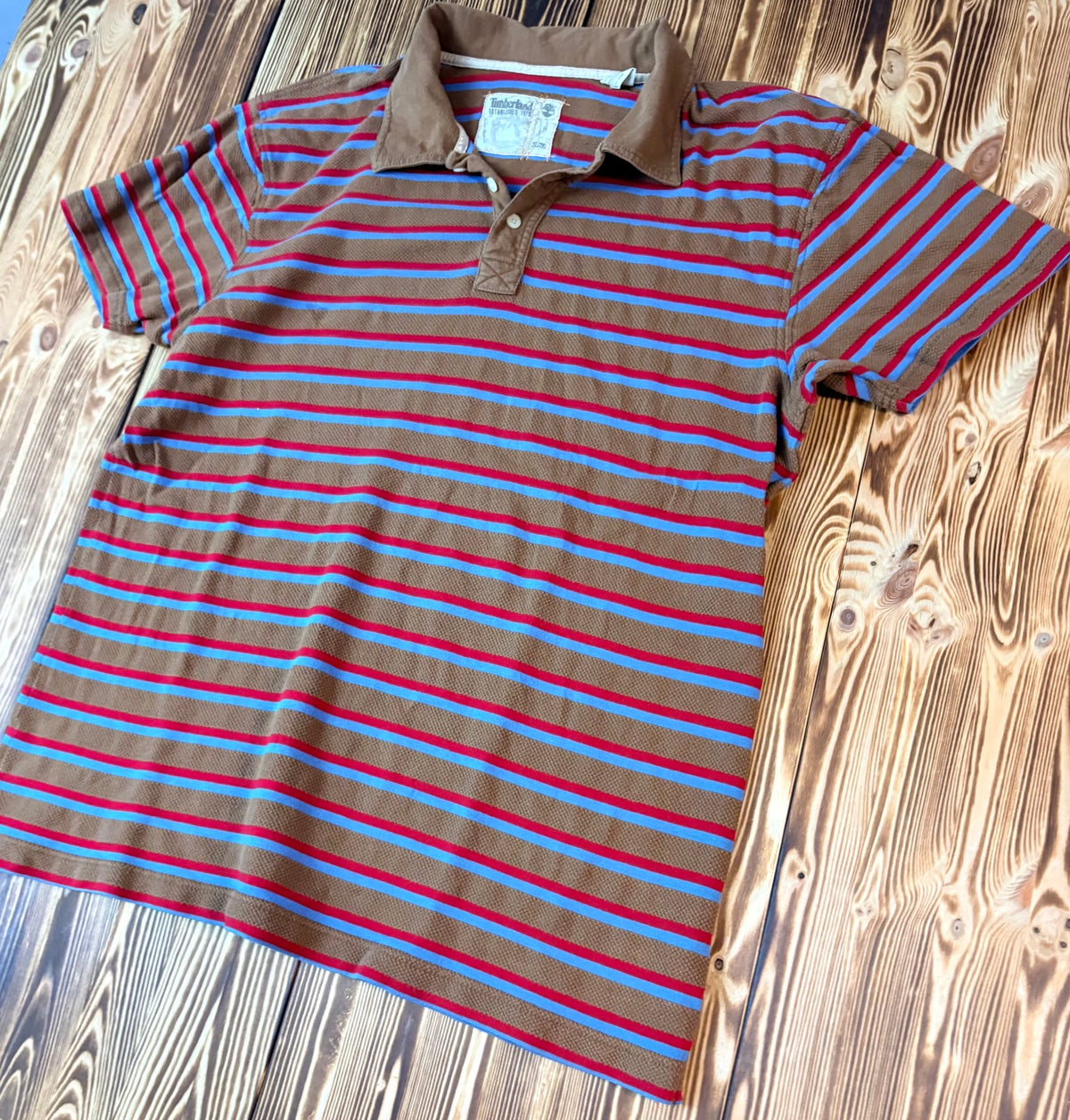 Timberland Vintage Polo Shirt braun gestreift – Detail